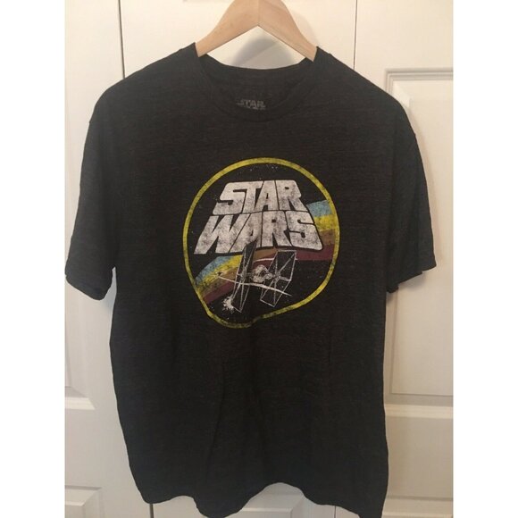 Star Wars Retro 1970s Look Distressed Tie Fighter X‎ Wing Border Logo T Shirt L - Picture 4 of 4